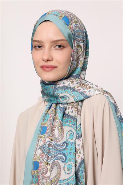 Hint İpeği Şal Açık Mavi
