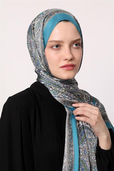 Hint İpeği Şal Açık Mavi