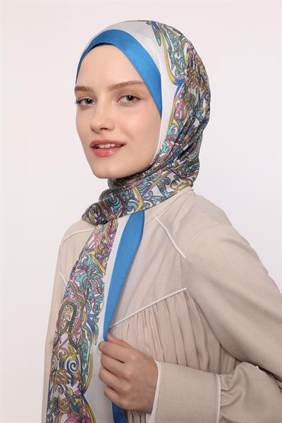 Hint İpeği Şal Açık Mavi