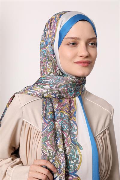 Hint İpeği Şal Açık Mavi