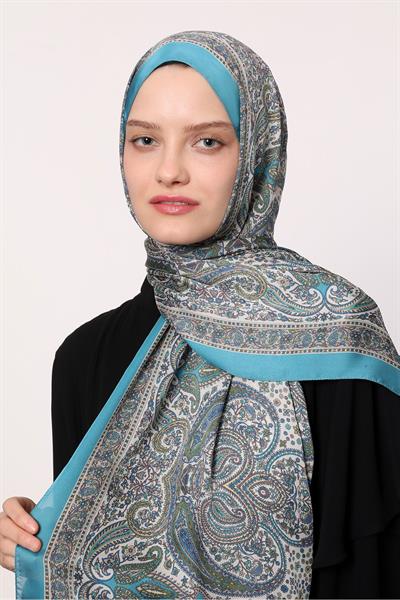 Hint İpeği Şal Açık Mavi