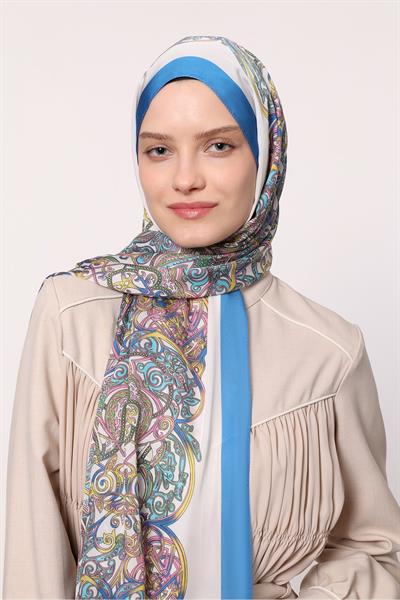 Hint İpeği Şal Açık Mavi