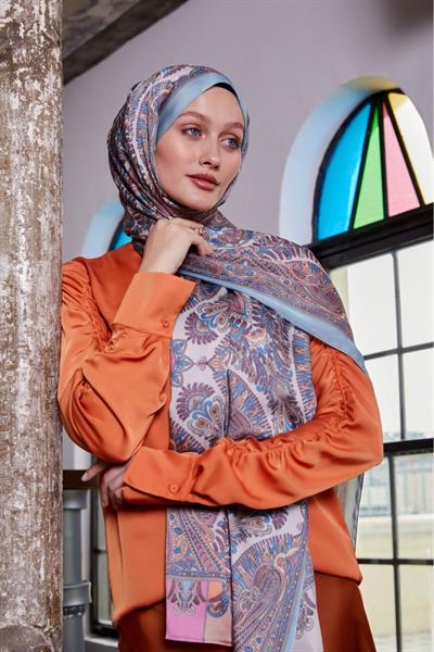 Hint İpeği Şal Açık Mavi