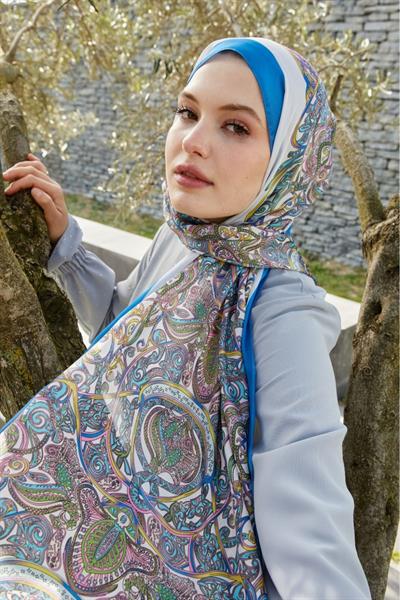 Hint İpeği Şal Açık Mavi