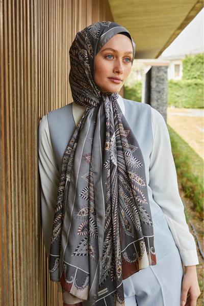 Hint İpeği Şal Antrasit