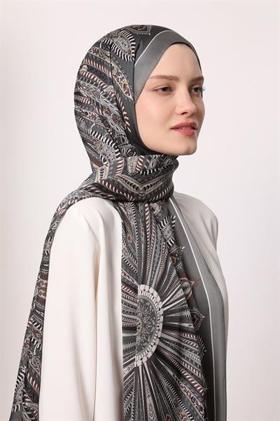 Hint İpeği Şal Antrasit