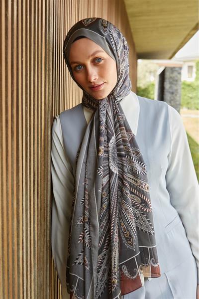 Hint İpeği Şal Antrasit