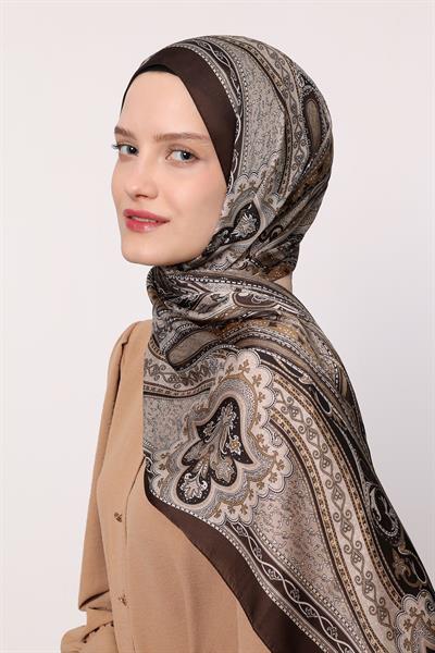 Hint İpeği Şal Bej Kahve