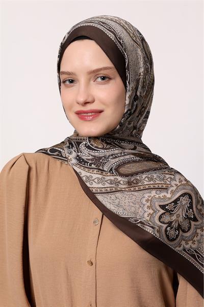 Hint İpeği Şal Bej Kahve