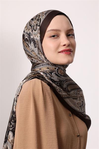 Hint İpeği Şal Bej Kahve
