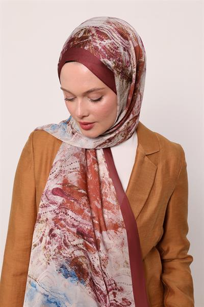 Hint İpeği Şal | Bordo