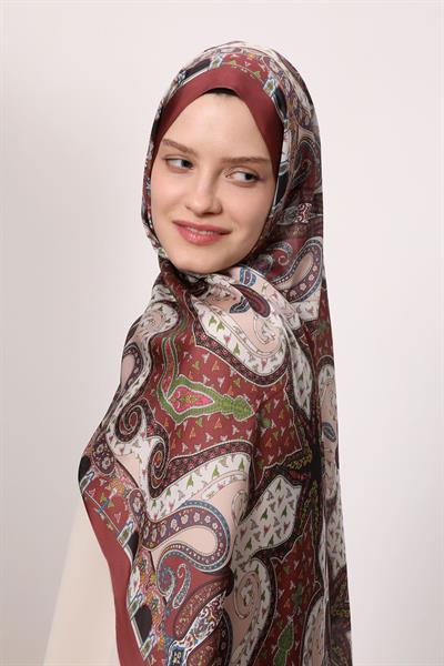 Hint İpeği Şal Bordo