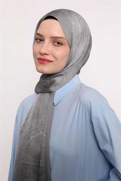 Hint İpeği Şal Gri