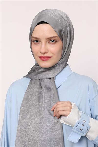 Hint İpeği Şal Gri