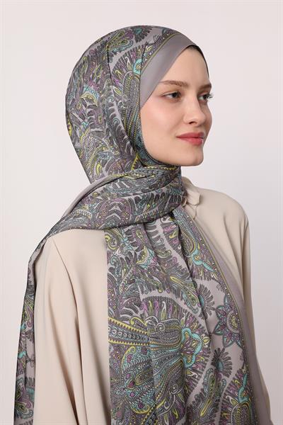 Hint İpeği Şal Gri