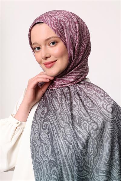 Hint İpeği Şal Gri Gülkurusu