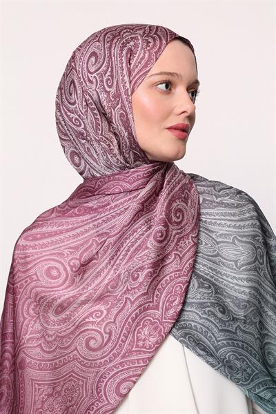 Hint İpeği Şal Gri Gülkurusu