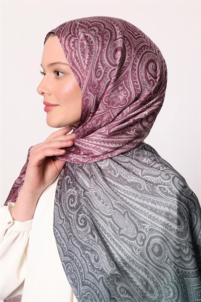 Hint İpeği Şal Gri Gülkurusu