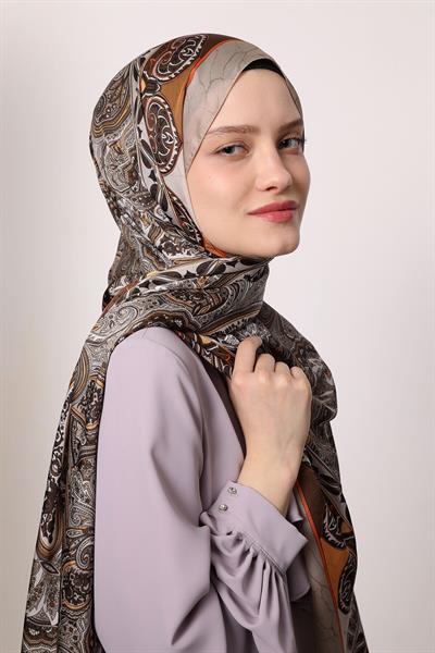 Hint İpeği Şal Gri Taba