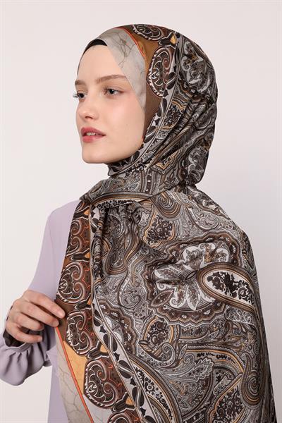 Hint İpeği Şal Gri Taba