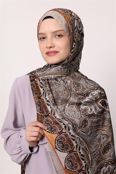 Hint İpeği Şal Gri Taba