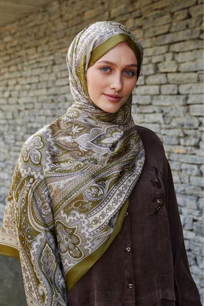 Hint İpeği Şal Haki