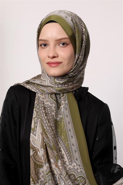 Hint İpeği Şal Haki