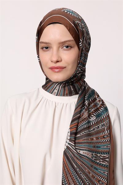 Hint İpeği Şal Kahve Haki