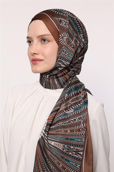 Hint İpeği Şal Kahve Haki