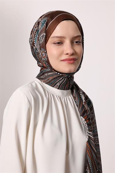 Hint İpeği Şal Kahve Haki