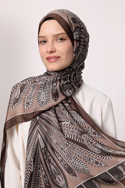 Hint İpeği Şal Kahverengi