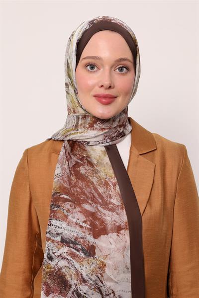 Hint İpeği Şal | Kahverengi