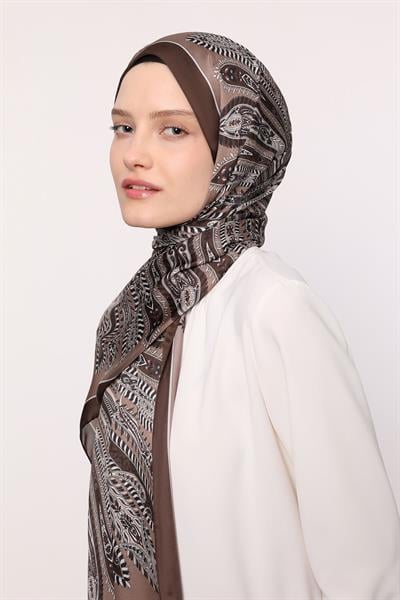 Hint İpeği Şal Kahverengi