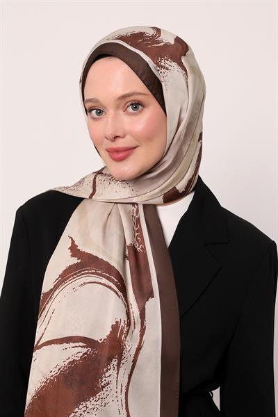 Hint İpeği Şal | Kahverengi