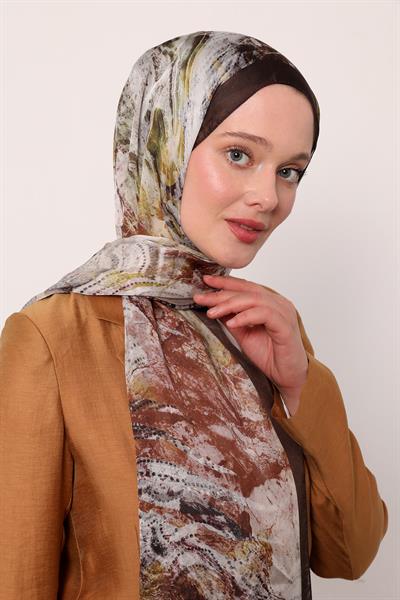 Hint İpeği Şal | Kahverengi