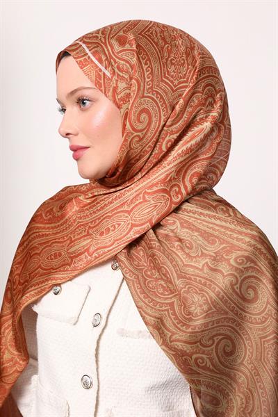 Hint İpeği Şal Kiremit