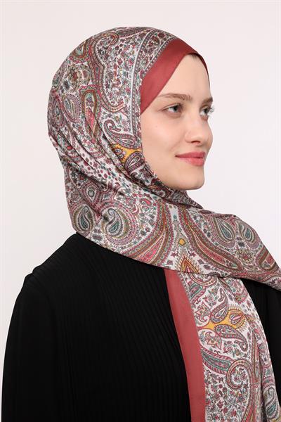 Hint İpeği Şal Koyu Kiremit