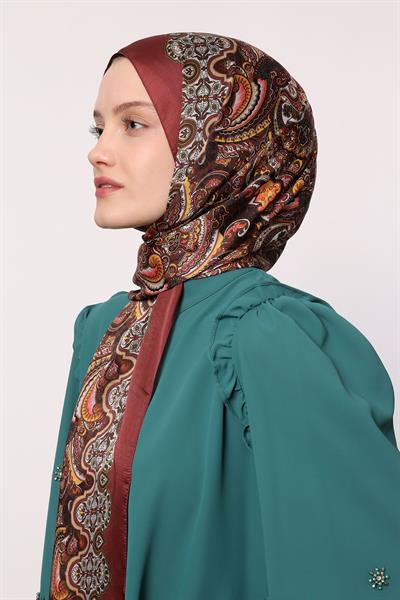 Hint İpeği Şal Koyu Kiremit