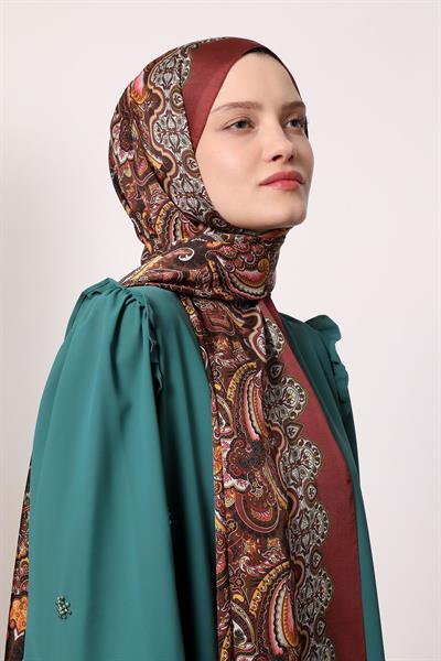 Hint İpeği Şal Koyu Kiremit