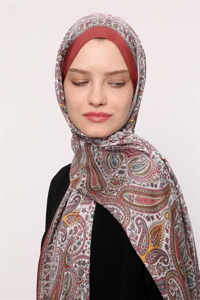 Hint İpeği Şal Koyu Kiremit