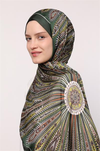 Hint İpeği Şal Koyu Yeşil