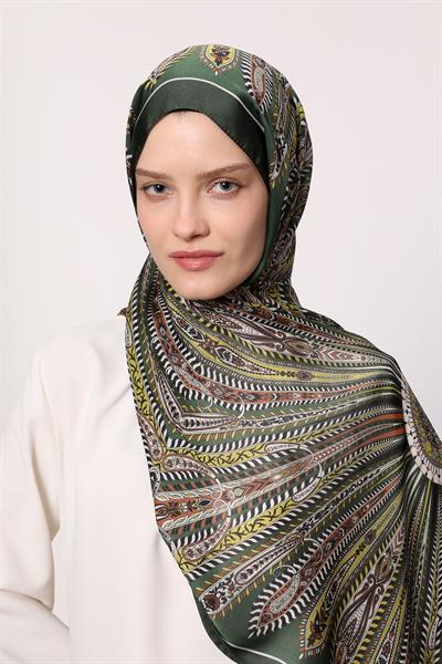 Hint İpeği Şal Koyu Yeşil