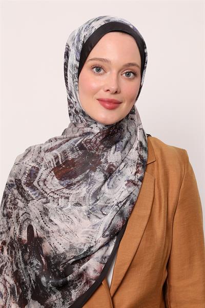 Hint İpeği Şal | Kurşuni Siyah