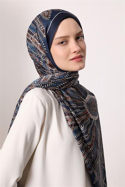 Hint İpeği Şal Lacivert