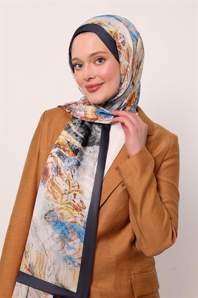 Hint İpeği Şal | Lacivert