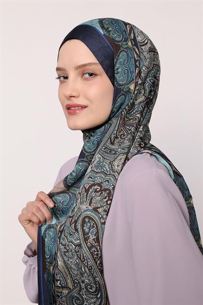 Hint İpeği Şal Lacivert