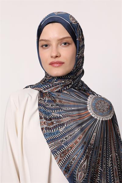 Hint İpeği Şal Lacivert