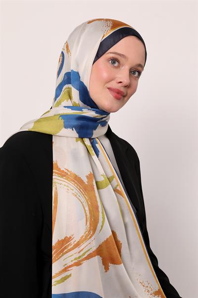 Hint İpeği Şal | Lacivert