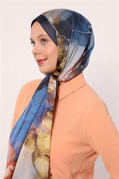 Hint İpeği Şal | Lacivert