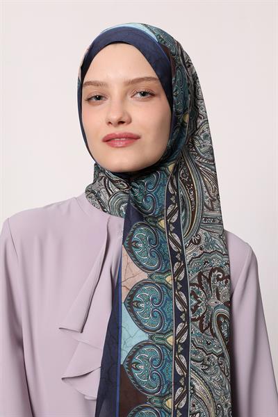 Hint İpeği Şal Lacivert